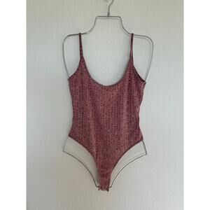 Shein Red Ribbed Low Back Bodysuit - M